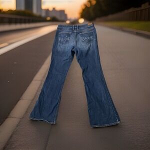 Eddie Bauer Jeans Womens 12R  Flare High Rise Western Cowgirls Y2K Floral Pocket